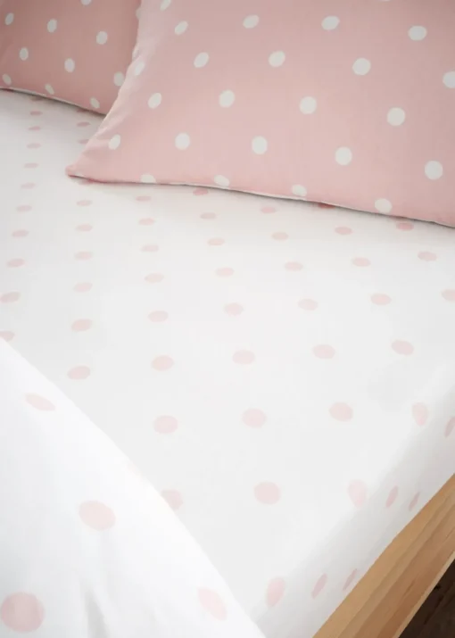 Catherine Lansfield Brushed Polka Dot Cotton Fitted Sheet
