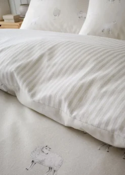 Catherine Lansfield Brushed Cotton Sheep Reversible Duvet Cover Set