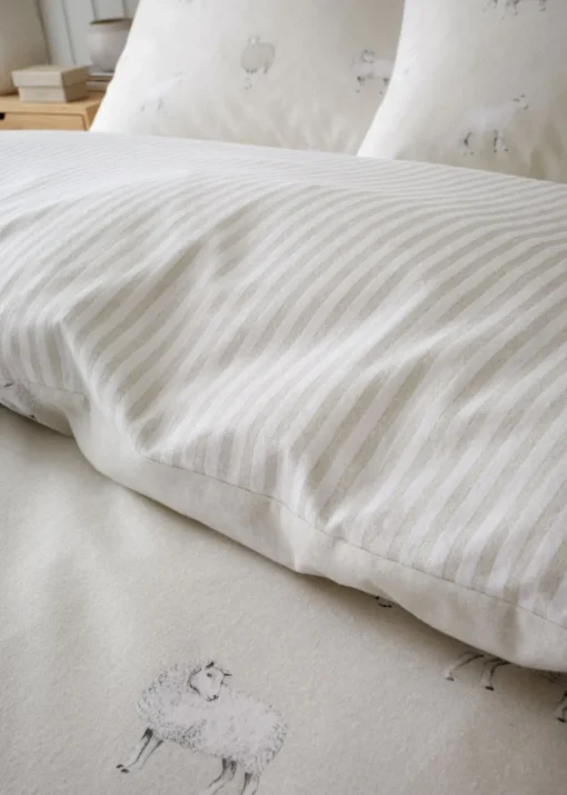 Catherine Lansfield Brushed Cotton Sheep Reversible Duvet Cover Set