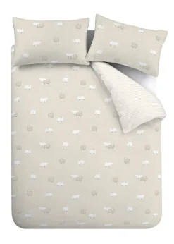Catherine Lansfield Brushed Cotton Sheep Reversible Duvet Cover Set