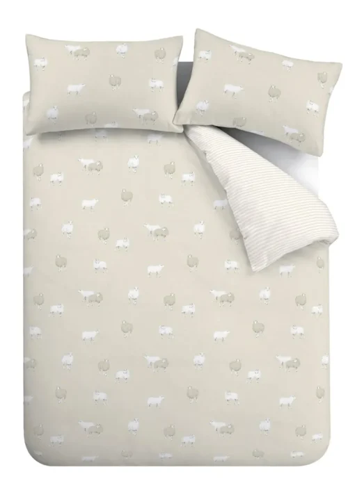 Catherine Lansfield Brushed Cotton Sheep Reversible Duvet Cover Set