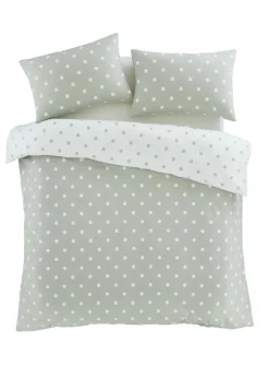 Catherine Lansfield Brushed Polka Dot Cotton Reversible Duvet Cover Set
