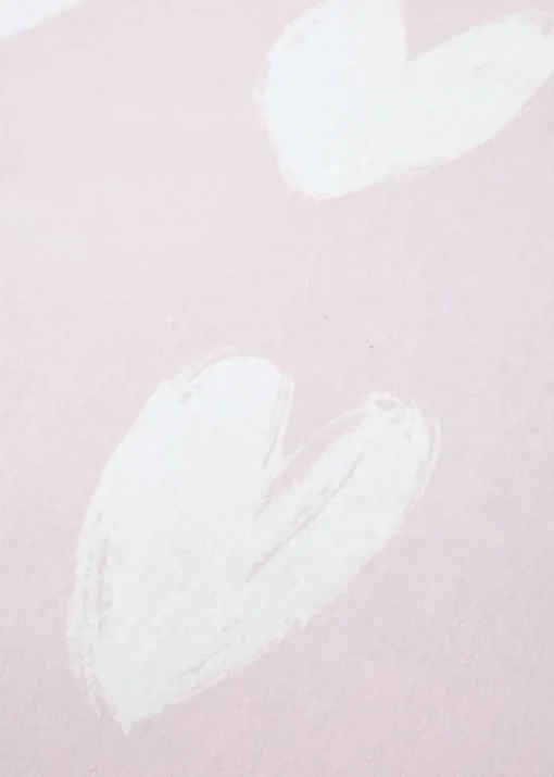 Catherine Lansfield Brushed Cotton Hearts Pink White Fitted Sheet