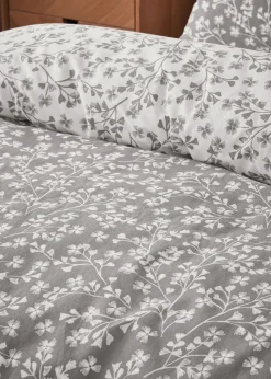Catherine Lansfield Brushed Grace Floral Cotton Reversible Duvet Cover Set