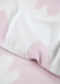Catherine Lansfield Brushed Cotton Hearts Reversible Pink White Duvet Cover Set