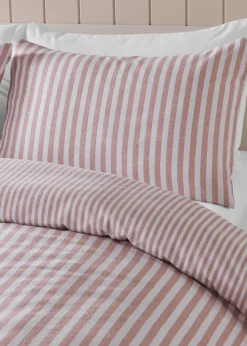 Catherine Lansfield Brushed Cotton Stripe Reversible Duvet Cover Set