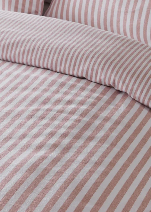 Catherine Lansfield Brushed Cotton Stripe Reversible Duvet Cover Set