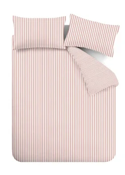 Catherine Lansfield Brushed Cotton Stripe Reversible Duvet Cover Set