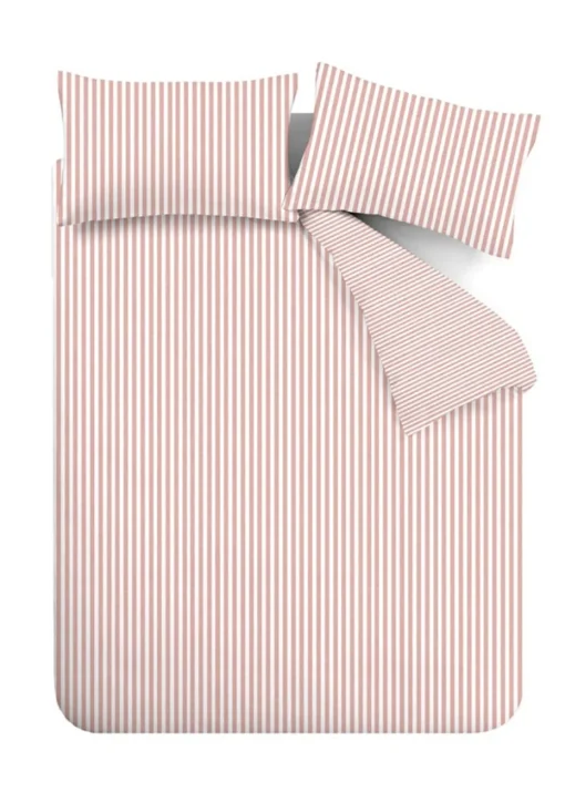Catherine Lansfield Brushed Cotton Stripe Reversible Duvet Cover Set