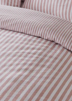 Catherine Lansfield Brushed Cotton Stripe Reversible Duvet Cover Set