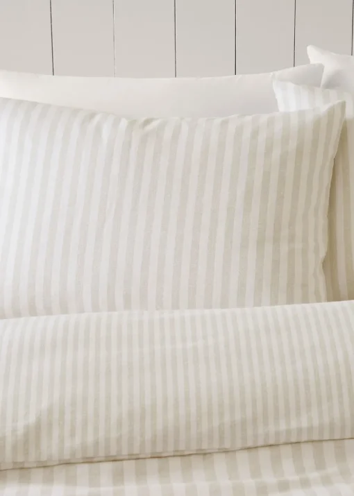 Catherine Lansfield Brushed Cotton Stripe Reversible Duvet Cover Set