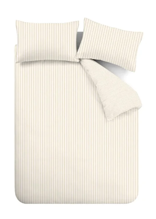 Catherine Lansfield Brushed Cotton Stripe Reversible Duvet Cover Set