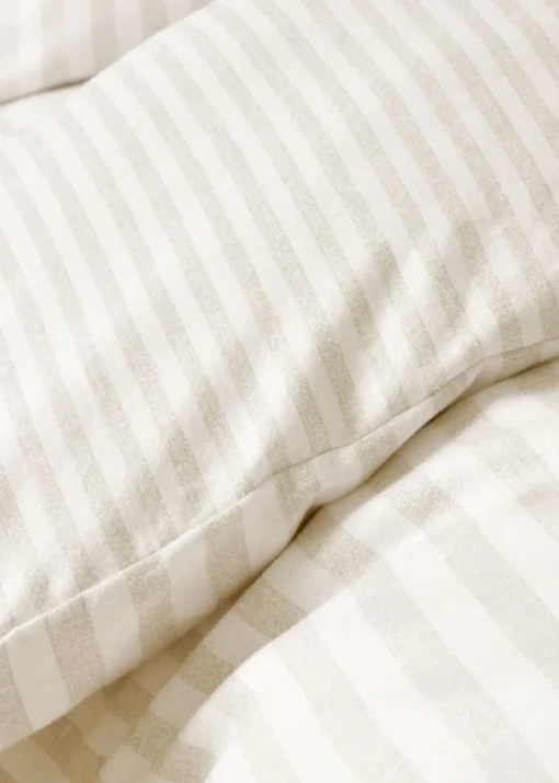Catherine Lansfield Brushed Cotton Stripe Reversible Duvet Cover Set