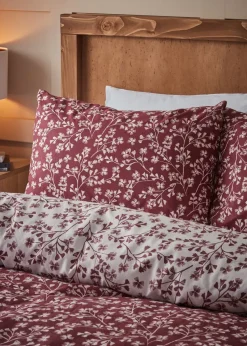 Catherine Lansfield Brushed Grace Floral Cotton Reversible Duvet Cover Set