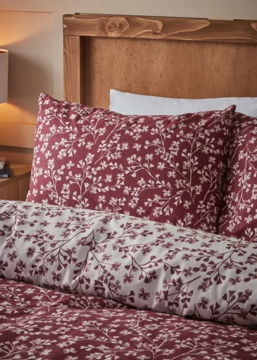 Catherine Lansfield Brushed Grace Floral Cotton Reversible Duvet Cover Set