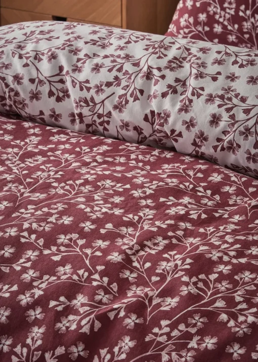 Catherine Lansfield Brushed Grace Floral Cotton Reversible Duvet Cover Set