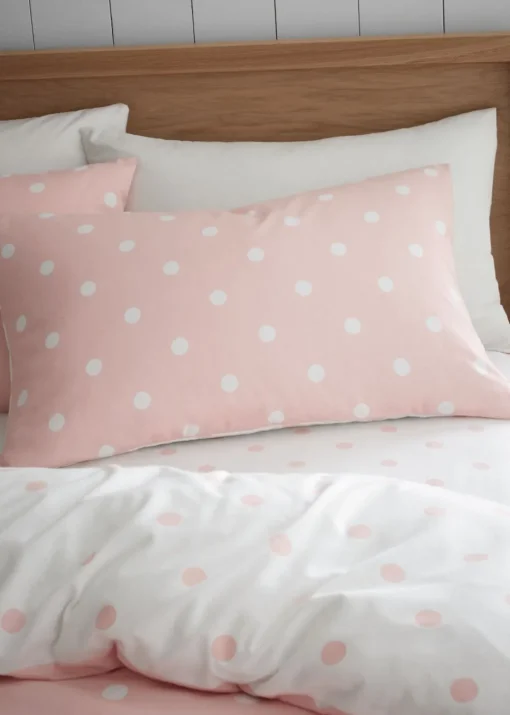 Catherine Lansfield Brushed Polka Dot Cotton Reversible Duvet Cover Set