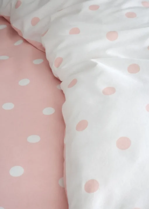 Catherine Lansfield Brushed Polka Dot Cotton Reversible Duvet Cover Set