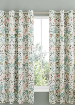 Catherine Lansfield Clarence Floral Lined Eyelet Curtains