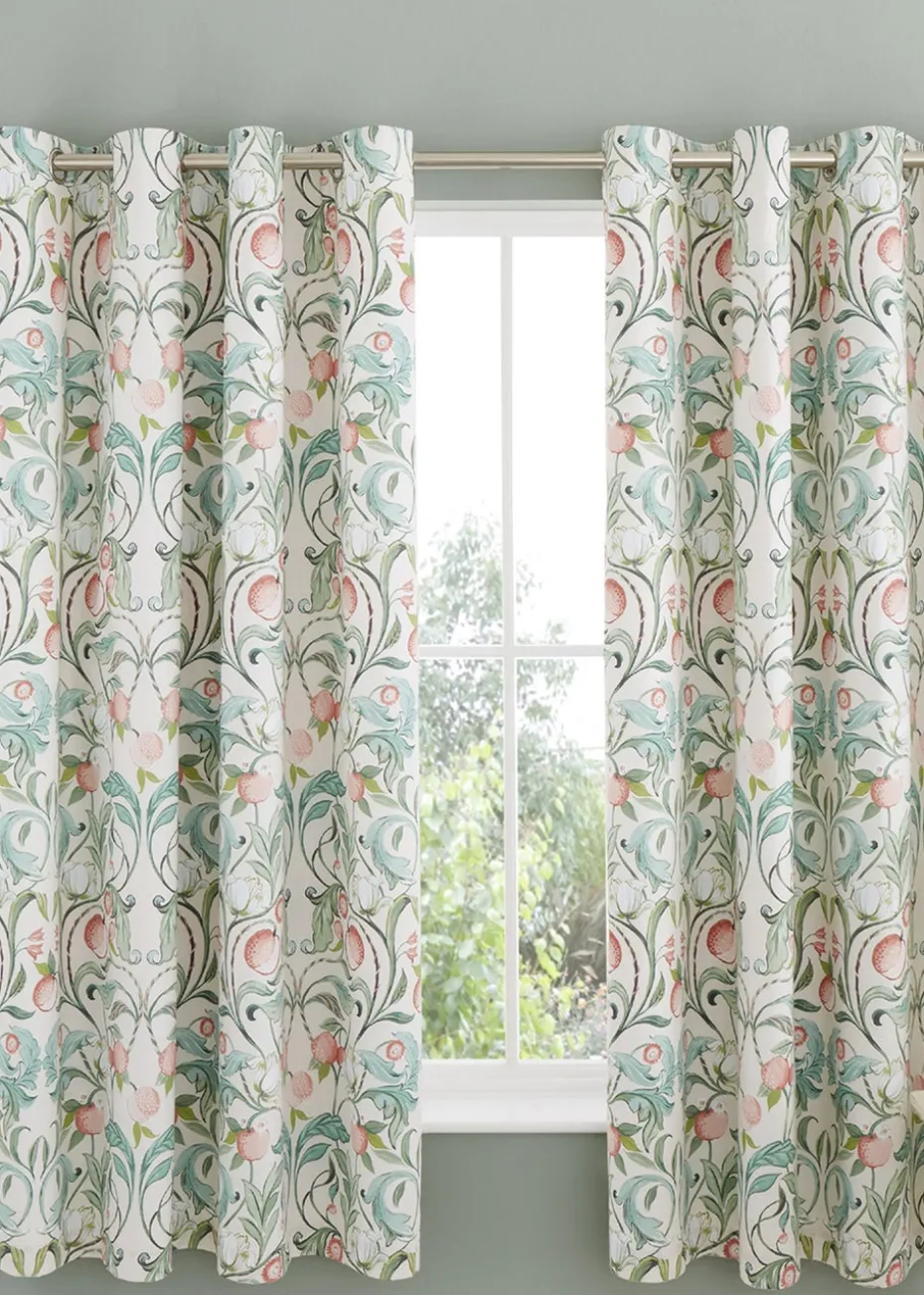 Catherine Lansfield Clarence Floral Lined Eyelet Curtains