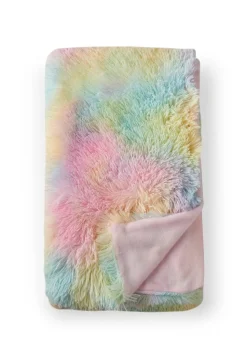 Catherine Lansfield Cuddly Rainbow Deep Pile Faux Fur Blanket Throw