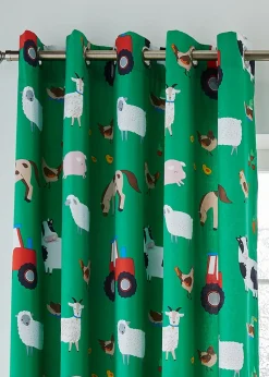 Catherine Lansfield Farmyard Animals Fully Reversible Eyelet Curtains