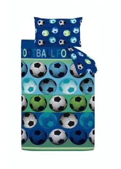 Catherine Lansfield Football Reversible Blue Duvet Cover Set