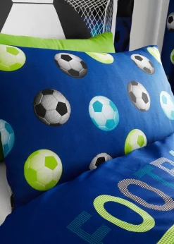 Catherine Lansfield Football Reversible Blue Duvet Cover Set