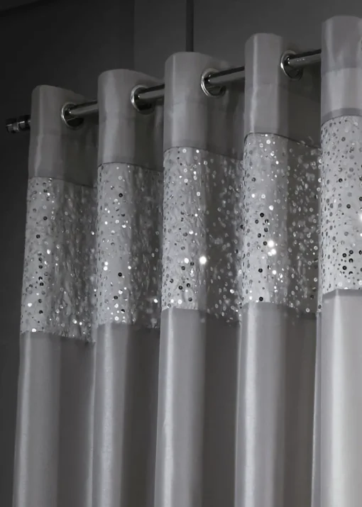 Catherine Lansfield Glitzy Lined Eyelet Curtains