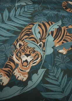 Catherine Lansfield Green Tropic Tiger Leaf Reversible Duvet Cover Set with Pillowcases