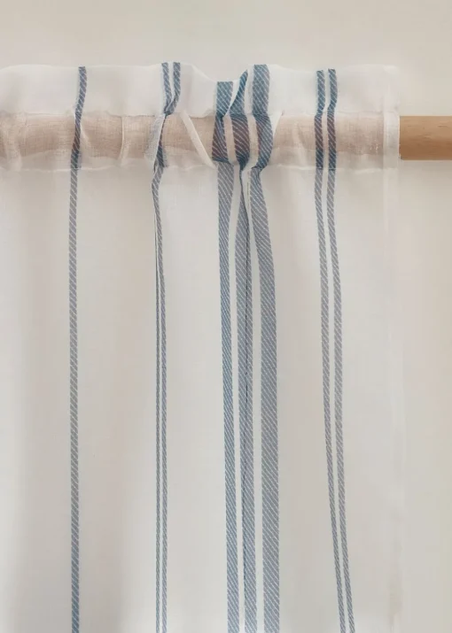 Catherine Lansfield Harbour Stripe  lot Top Voile Curtain Panel