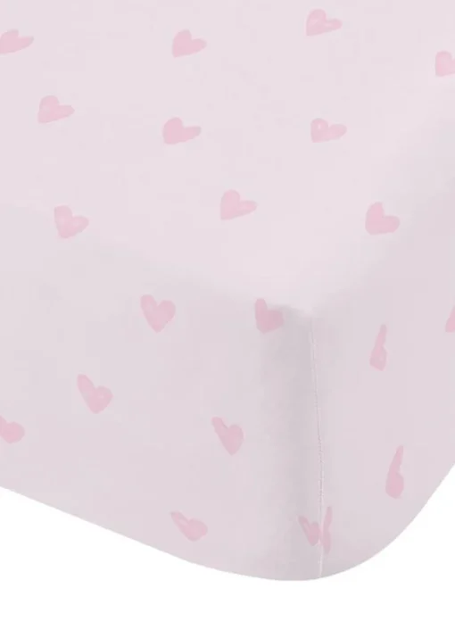 Catherine Lansfield Kids Soft Cloud Hearts Pink Fitted Sheet