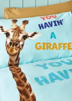 Catherine Lansfield Kids Havin A Giraffe Blue Reversible Duvet Cover Set