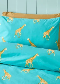 Catherine Lansfield Kids Havin A Giraffe Blue Reversible Duvet Cover Set