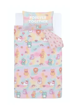 Catherine Lansfield Kids Pink Pastels Forever Together Reversible Duvet Cover Set