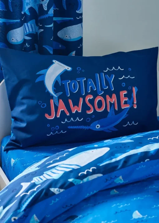 Catherine Lansfield Kids Blue Jawsome Shark Reversible Duvet Cover Set
