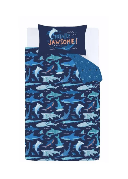 Catherine Lansfield Kids Blue Jawsome Shark Reversible Duvet Cover Set