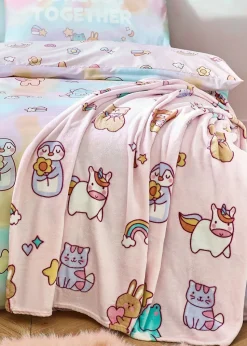 Catherine Lansfield Kids Pink Forever Together Cosy Fleece Blanket Throw