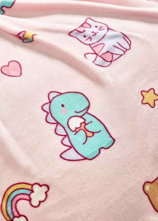 Catherine Lansfield Kids Pink Forever Together Cosy Fleece Blanket Throw