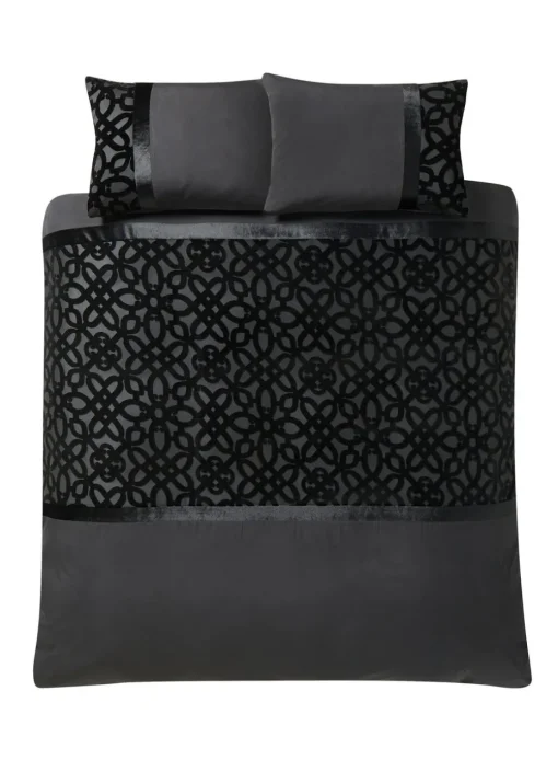 Catherine Lansfield Lattice Cut Velvet Duvet Cover Set