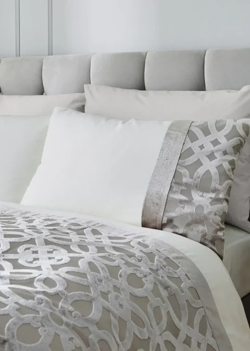 Catherine Lansfield Lattice Cut Velvet Duvet Cover Set