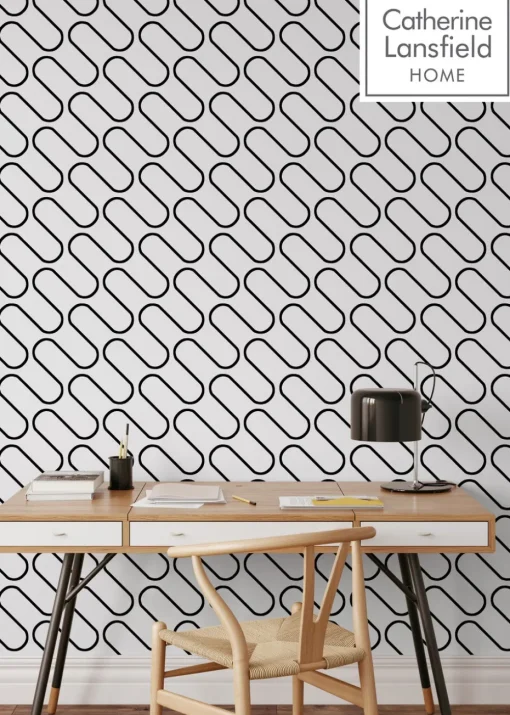 Catherine Lansfield Linear Curve Wallpaper