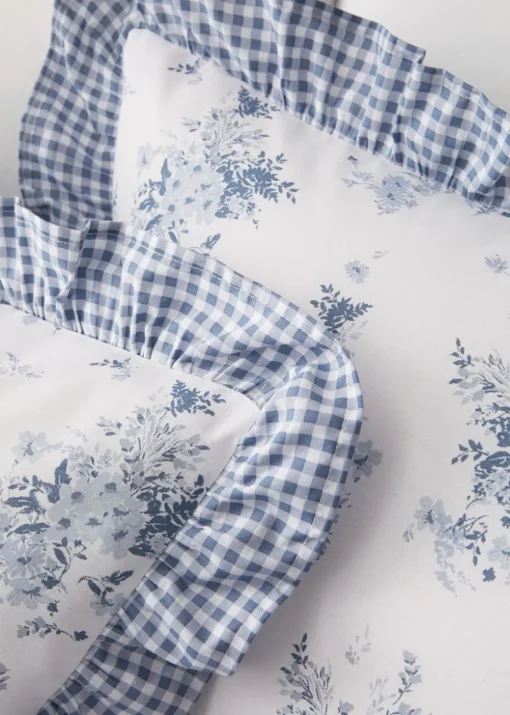 Catherine Lansfield Lucie Floral Frill Reversible Duvet Cover Set