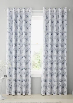 Catherine Lansfield Lucie Floral Frill Fully Reversible Eyelet Curtains