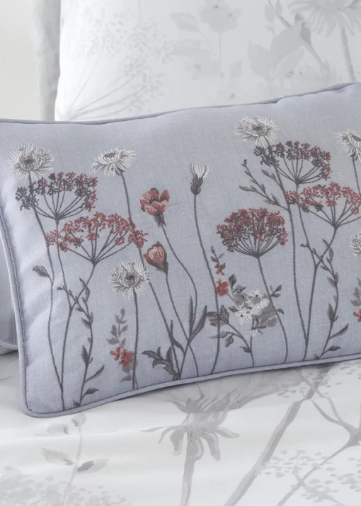 Catherine Lansfield Meadowsweet Floral Embroidered Cushion (30x40cm)
