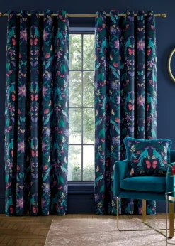 Catherine Lansfield Mya Tropical Floral Lined Eyelet Curtains