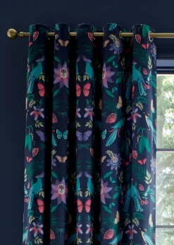 Catherine Lansfield Mya Tropical Floral Lined Eyelet Curtains