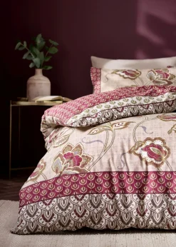 Catherine Lansfield Natural Kashmir Paisley Floral Reversible Duvet Cover Set with Pillowcases