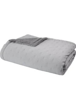 Catherine Lansfield Nori Silver Pinsonic Faux-Shearling Bedspread (220x230cm)