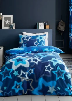 Catherine Lansfield Ombre Stars Bright Blue Reversible Duvet Cover Set